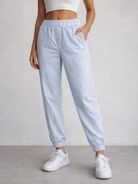 Babaton Aritzia Light Blue Elastic Waist Jogger Pants